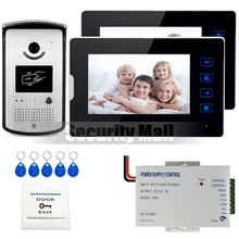 Chuangksafe Wired Seguridad Para El Hogar 7 “Pantalla táctil de Vídeo Teléfono de Puerta de Intercomunicación 2 Monitor + Cámara de Acceso RFID Al Aire Libre fuente de Alimentación.