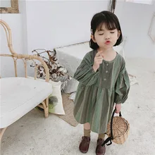 Платье для девочек, коллекция года, фирменные платья принцессы, Летний стиль, пышные рукава, дизайн для маленьких девочек, хлопковое платье, одежда для детей 1-7 лет