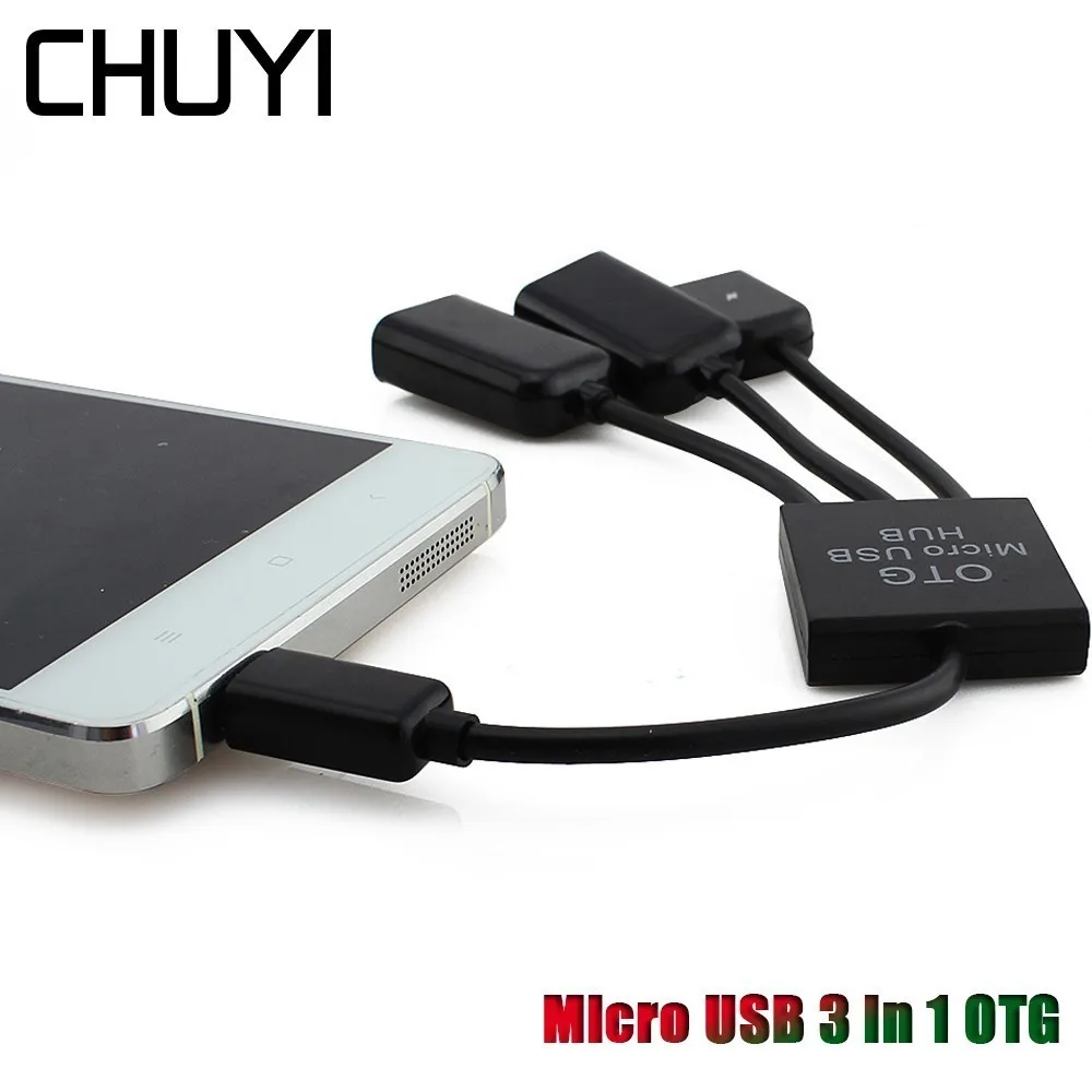 CHUYI Dual 3 в 1 Micro usb-хост OTG концентратор Кабельный адаптер-переходник удлинитель зарядное устройство черз порт USB 3 порта концентратор для компьютера OTG порты