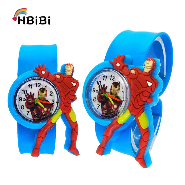 Детские часы с героями мультфильмов «Железный человек», часы для детской, кварцевые, водонепроницаемые, студенческие наручные часы для девочек и мальчиков, детские игрушки, подарки - Цвет: Небесно-голубой
