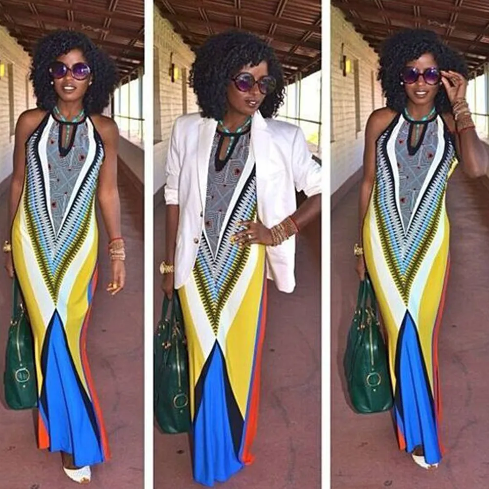 Красочные длинные желтые dashiki африканских печати платья для женщин традиционная одежда макси платье vestido де феста Красочные длинные желтые dashiki африканских печати платья для женщин традиционная одежда макси платье vestido де феста