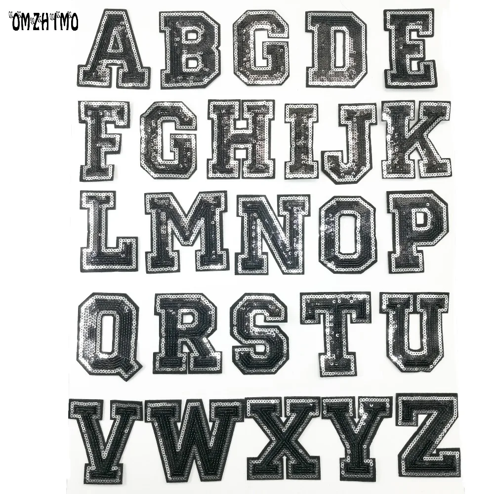 26 Английский алфавит нашивки с блестками вышитые железные буквы патч для одежды имя значок паста футболка джинсы DIY