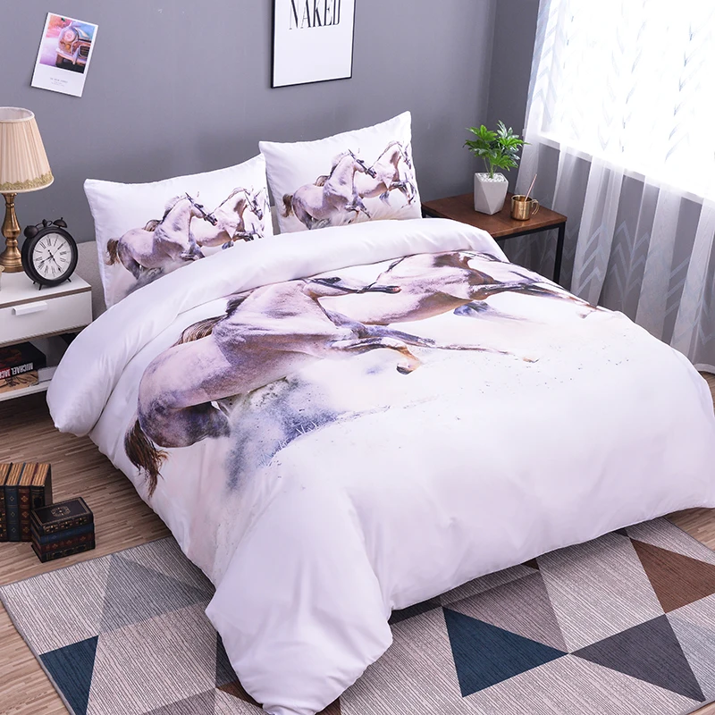 

ZEIMON Bedding Set Animal Series Duvet Cover Pillowcase Polyester Horse Printing 2/3pcs Home Textiles For Bedroom