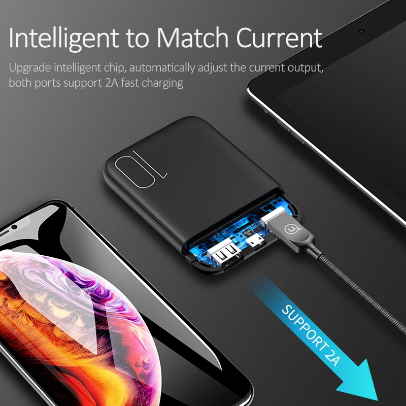 Günstige Power Bank für xiaomi mi iPhone, USAMS mi ni Pover Bank 10000mAh Led anzeige Power Externe Batterie Poverbank Schnelle lade