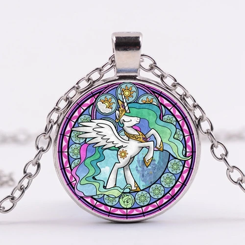 SONGDA модное ожерелье с подвеской My Little Horse Baoli Poni Милая Радужная лошадка с мультяшным принтом стеклянный кабошон подарок для маленьких девочек - Окраска металла: Style 21