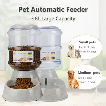 

Newest 3.8L Pet Automatic Feeder Plastic Dog Water Bottle Large Capacity Food Water Dispenser Cat Feeding Bowls Pet Supplies