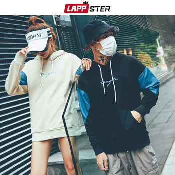 

LAPPSTER Hip Hop Embroidery Hoodies 2020 Mens Japanese Streetwear Sweatshirt Black Autumn Hoodie Harajuku Korean Hooded Hoodies
