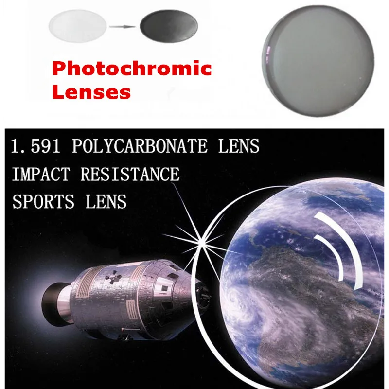 

1.591 Index polycarbonate Photochromic Lenses Prescription Transition Grey Lenses for Myopia/Hyperopia Anti Glare Sunglasses