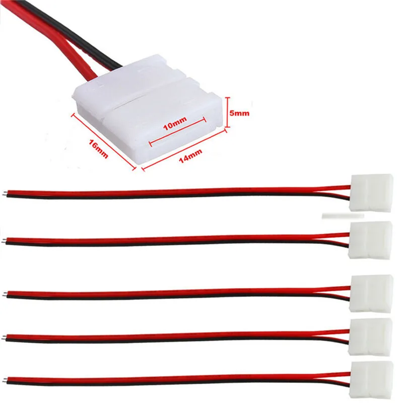 10 шт. PCB кабель 2 Pin светодиодные ленты разъемы 3528/5050 8 м/10 мм ширина PCB ленты один цветной адаптер