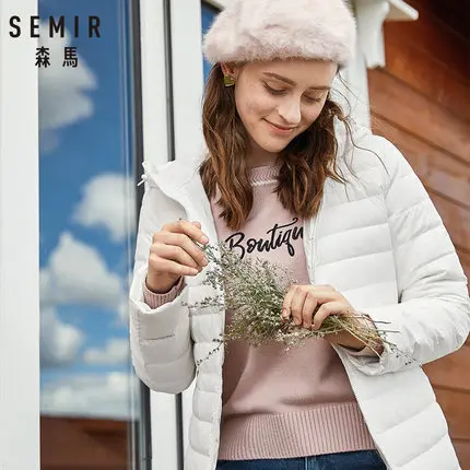 SEMIR, парка с капюшоном, женская верхняя одежда, Casaco Feminino, женская зимняя куртка,, модная, утолщенная, с хлопковой подкладкой, длинное пальто для женщин - Цвет: white