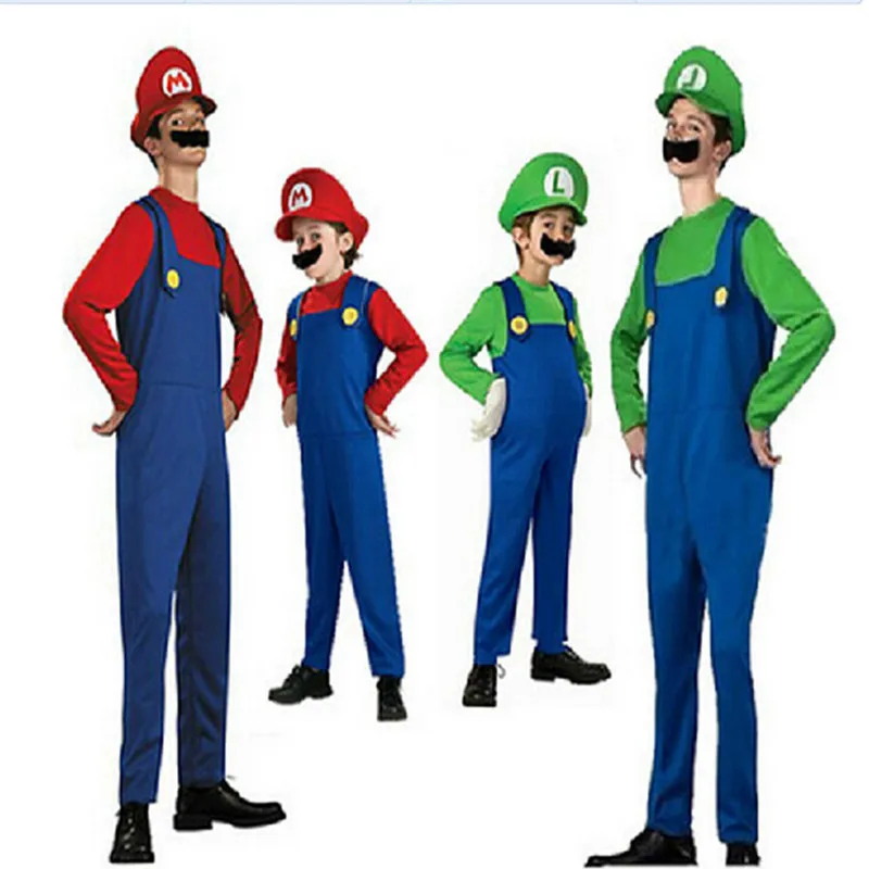 

Cosplay Costume Super Mario Luigi Brothers Plumber Fancy Dress Up Party Costume Cute Kids Costume