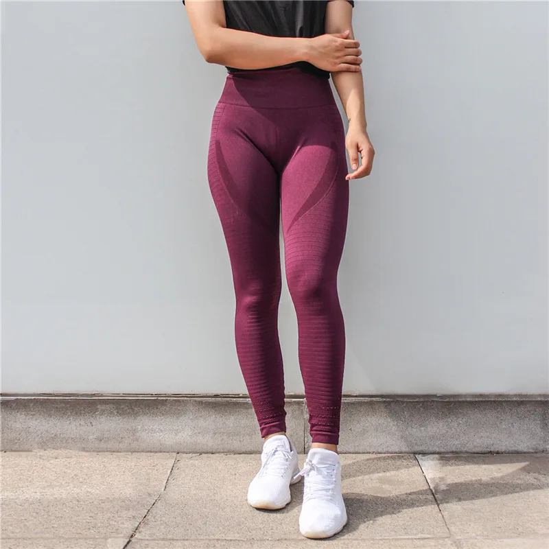 Colorvalue Super Stretchy Seamless Sport Fitness Leggings Women Tummy Control Gym Workout Pants Hollow Out Nylon Athletic Tights