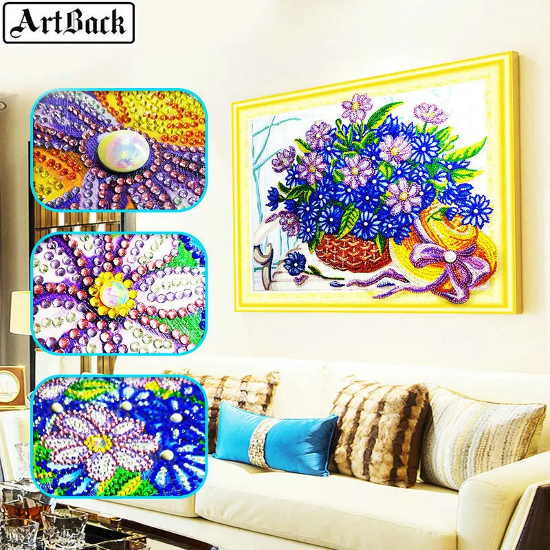 

ArtBack special shape 5D color flower basket diamond painting kit 40x50cm crystal mosaic part diamond embroidery decoration