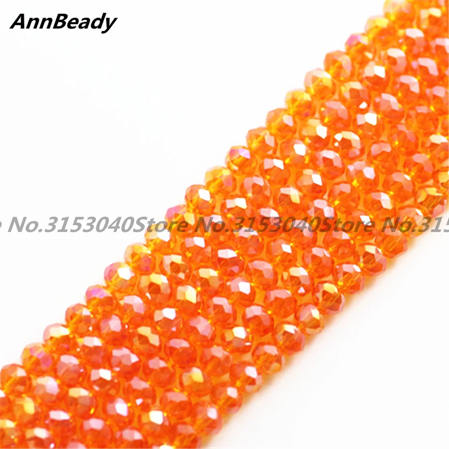 

145pcs Orange AB Color 4mm Rondelle Spacer Austria Crystal beads For Jewelry DIY Making Jewelry Crafts Round Beads