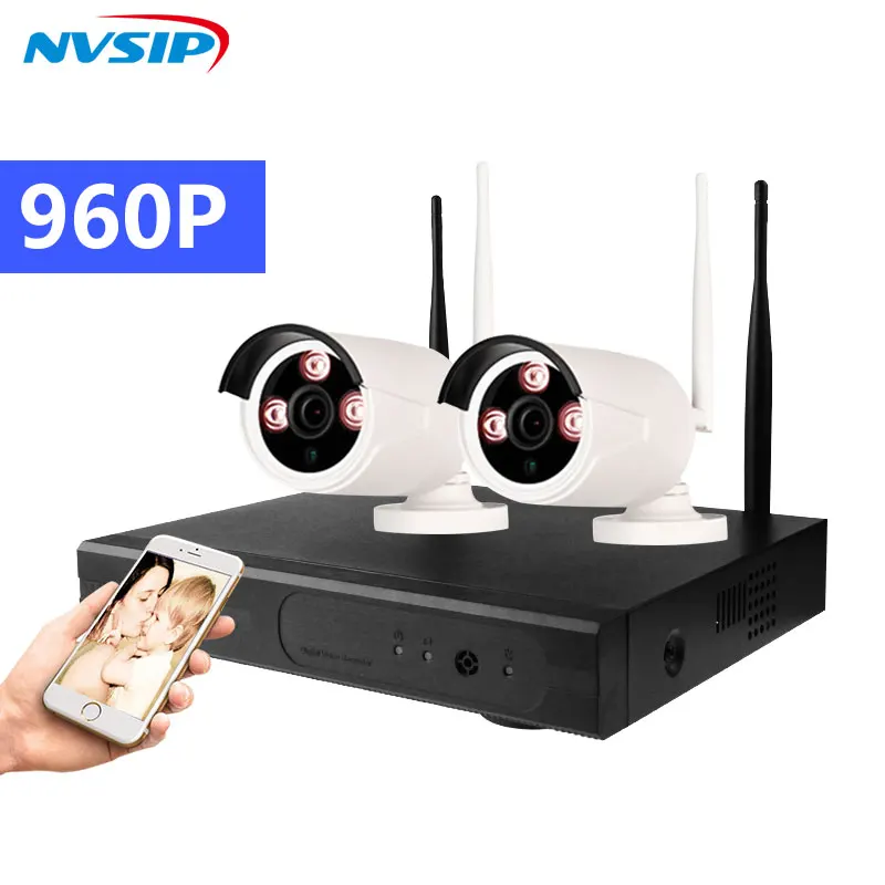 4CH wifi CCTV система Беспроводной NVR комплект 2 шт 960P HD IP камера 1.3MP наружная Водонепроницаемая домашняя система видеонаблюдения