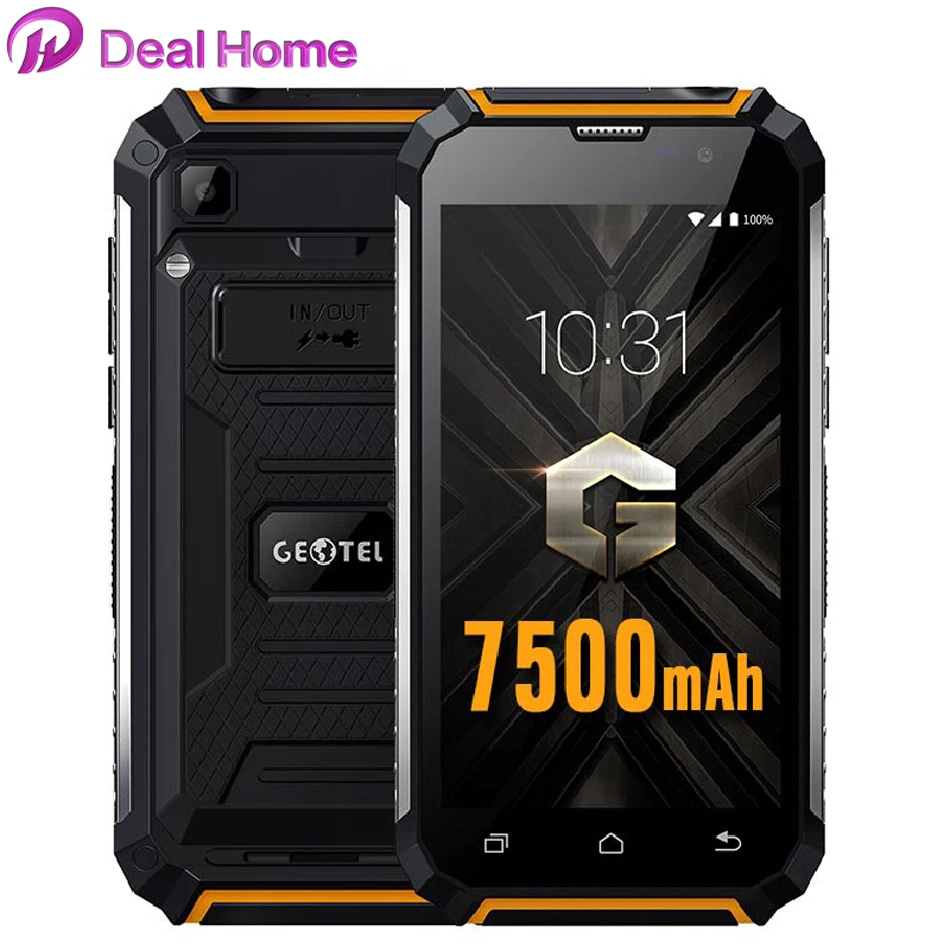 Geotel G1 5 0 дюймов HD 3G WCDMA мобильный телефон 7500 мАч superbattery mtk6580a четыре ядра 2 ГБ