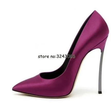 Women Pointed Toe Pumps Blade Metal High Heels Red Beige Stiletto Court Heeled 12 cm Pumps Slip-on Office Lady Shoes