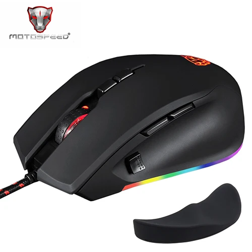 Motospeed V80 игровая мышь Проводная RGB профессиональная геймерская мышь USB 3D с силикагелем подставка для запястья коврик для мыши для компьютера ПК ноутбука - Цвет: Black