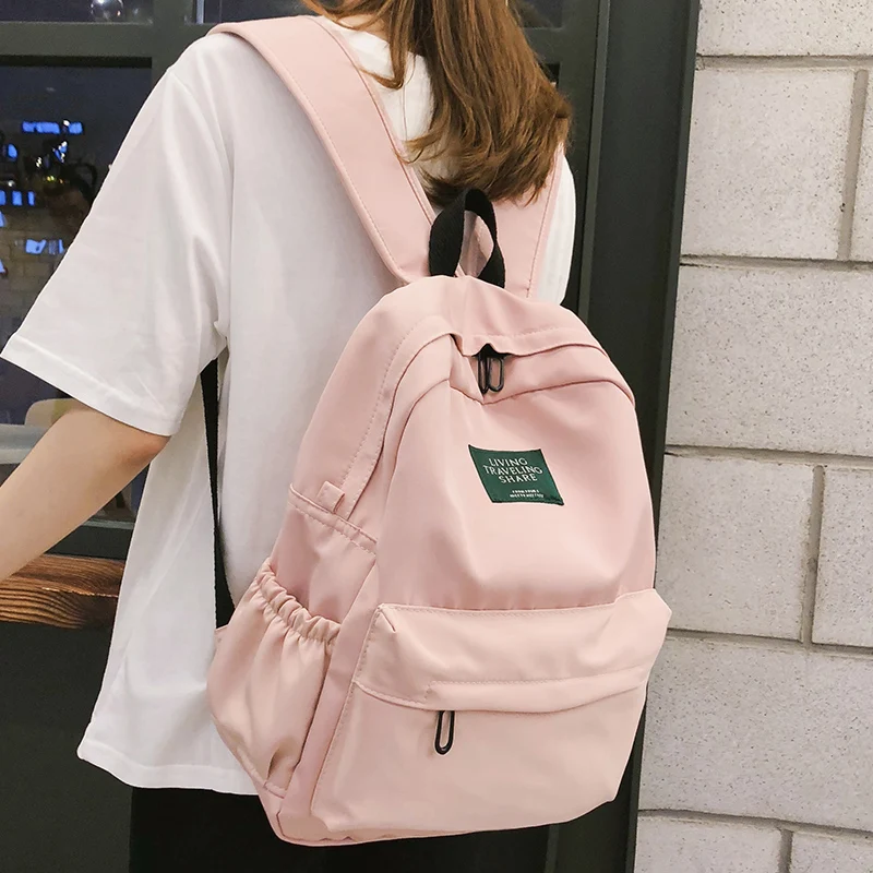 cheap Waterproof cute pink backpack women school bags for teenage girls nylon kawaii backpack ladies luxury Student bag female fashion