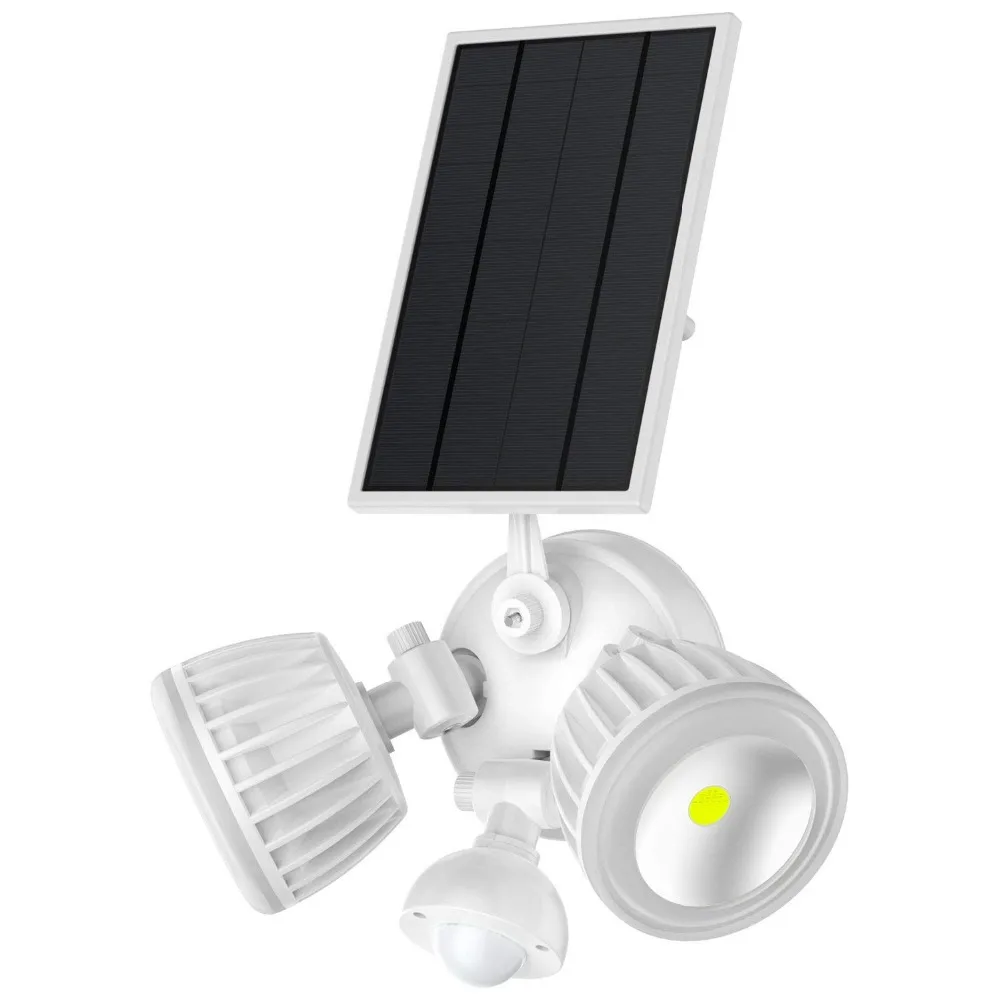 

Solar Motion Sensor Light Outdoor Takusun Adjustable Dual Head 10W COB 1000Lumens IP65 Waterproof Solar Power LED Security Lig
