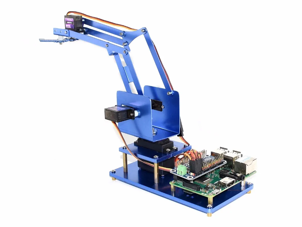 Рука робота для Pi Raspberry Pi 4-DOF металлическая рука робота легко управлять рукой с помощью смартфона через Bluetooth или Wi-Fi соединение