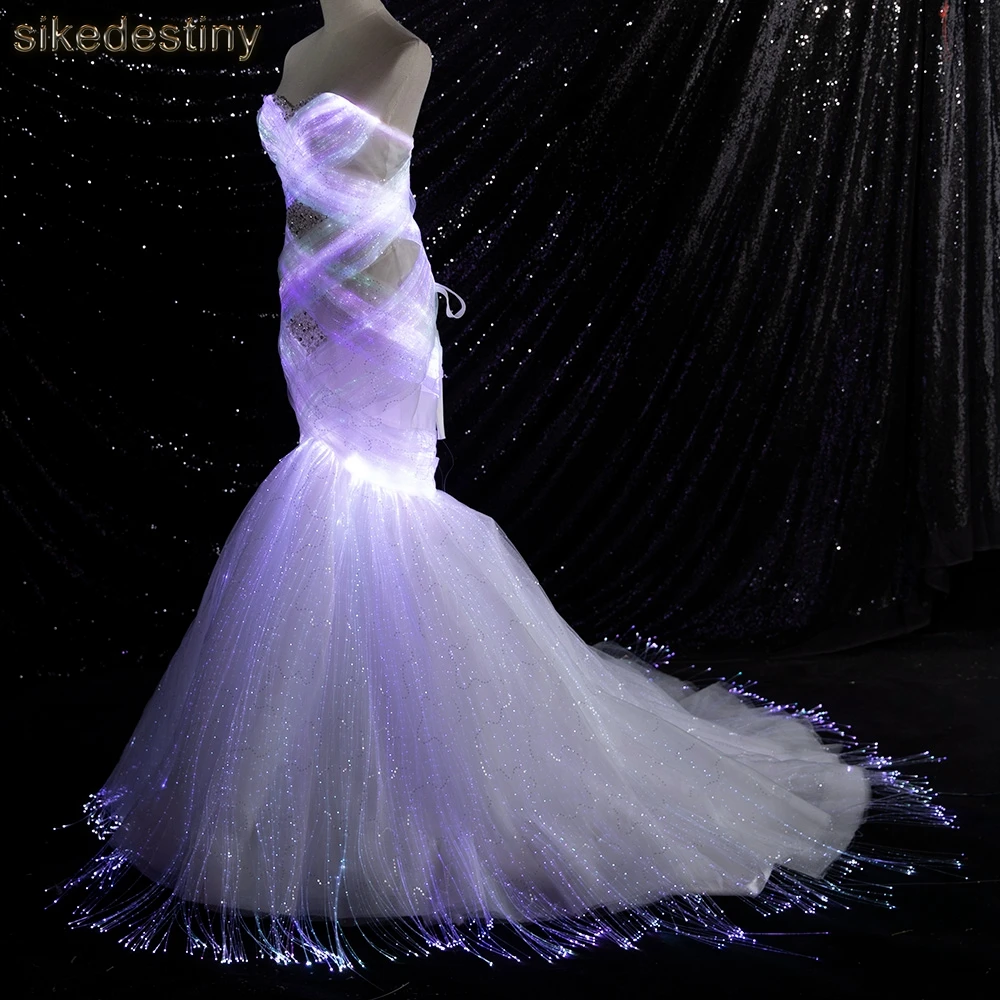 Night Lights Luminous Fiber Optic Wedding Dress Night Glow In Dark