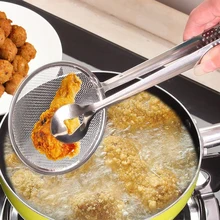 

Multi-functional Filter Spoon With Clip Food Kitchen Oil-Frying Stainless Steel Clamp Strainer Kitchen Tools Creative BBQ Filter