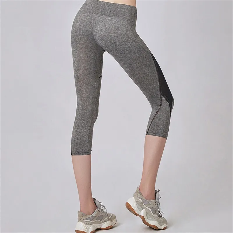 

Women Slim Running Leggings Sports Pants Mesh Breathable Leggings High Waist Tight Fitness Push Up Yoga High Elastic Solid Pants