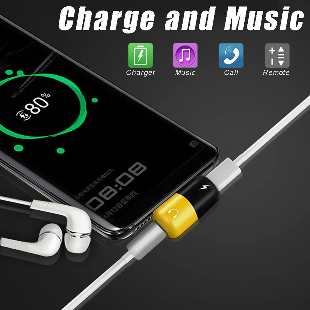 Type-C to 3.5 mm Earphone Jack Adapter 2 in 1 USB C Audio Cable Converter Charging Splitter Headphone Adapter