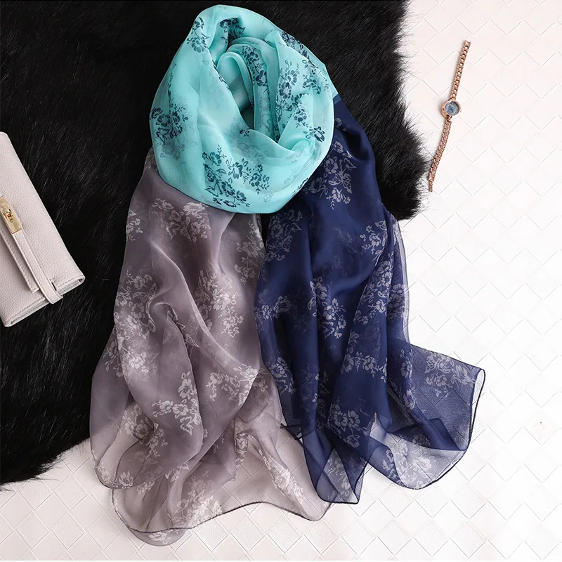 Летние шали и палантины большого размера, женский шарф с принтом, шелковые шарфы, Дамская Пашмина бандана, пляжные палантины, дизайнерский хиджаб - Цвет: C43