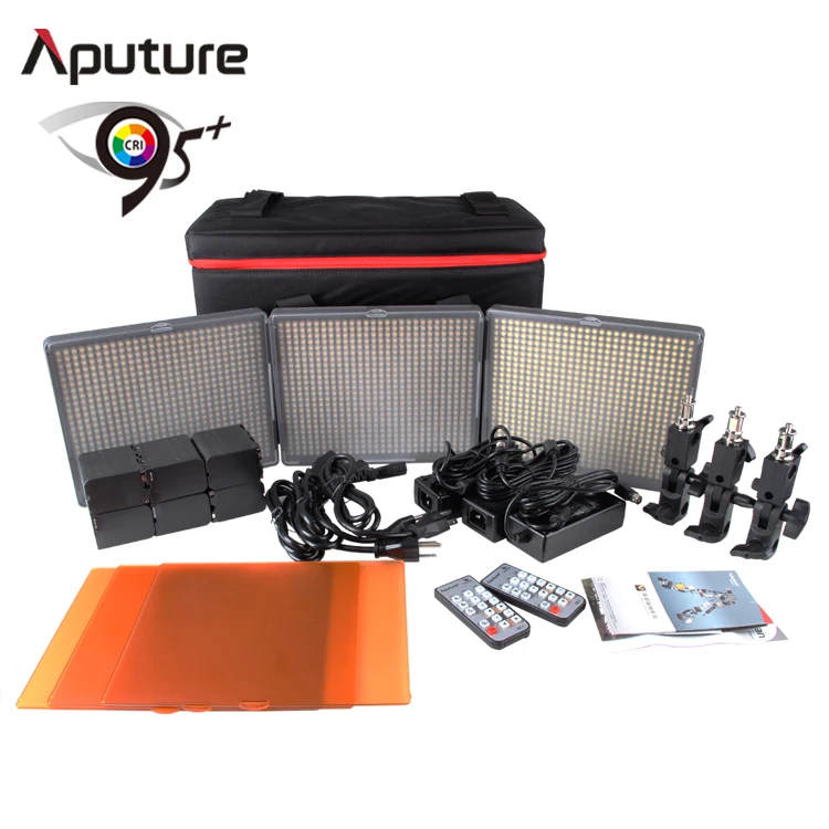 Aputure Amaran светодиодный видео Камера светильник набор HR672KIT светодиодный фон для фотосъемки светильник светодиодный светильник HR672WWS комплект 3 светодиодный видео светильник набор