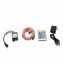 10 метров 100 огни Светодиодный медный провод струнные огни+ 5 В адаптер питания+ ИК-пульт дистанционного управления