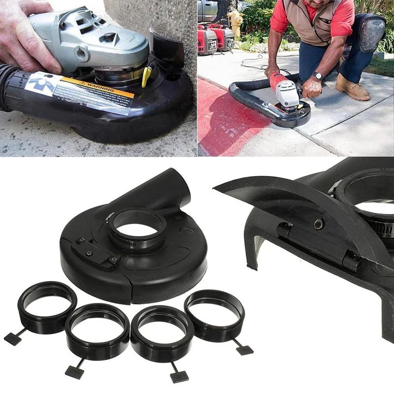 18cm/7" Vacuum Dust Shroud Cover for Angle Grinder Hand Grinding Accessory with 4pcs Locating Rings for Power Tools Accessories
