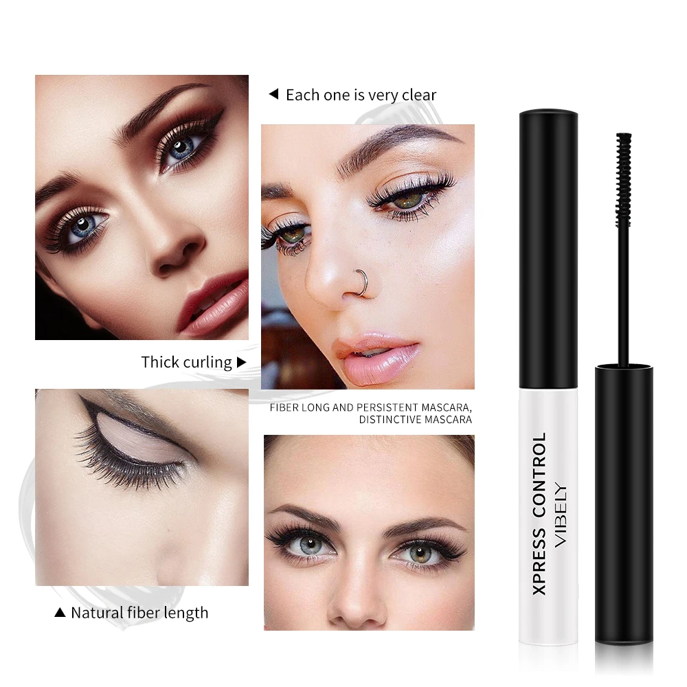 

Bushy Mascara Waterproof Non-Smudge Silicone Brush 3d Colossal Black Mascara Fibre Eye Makeup