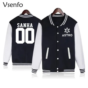 

Vsenfo Kpop Astro Hoodie Women Men Sanha Mj Rocky Moonbie Eunwoo Jinjin Printed Sweatshirt Cotton Baseball Jacket Coat