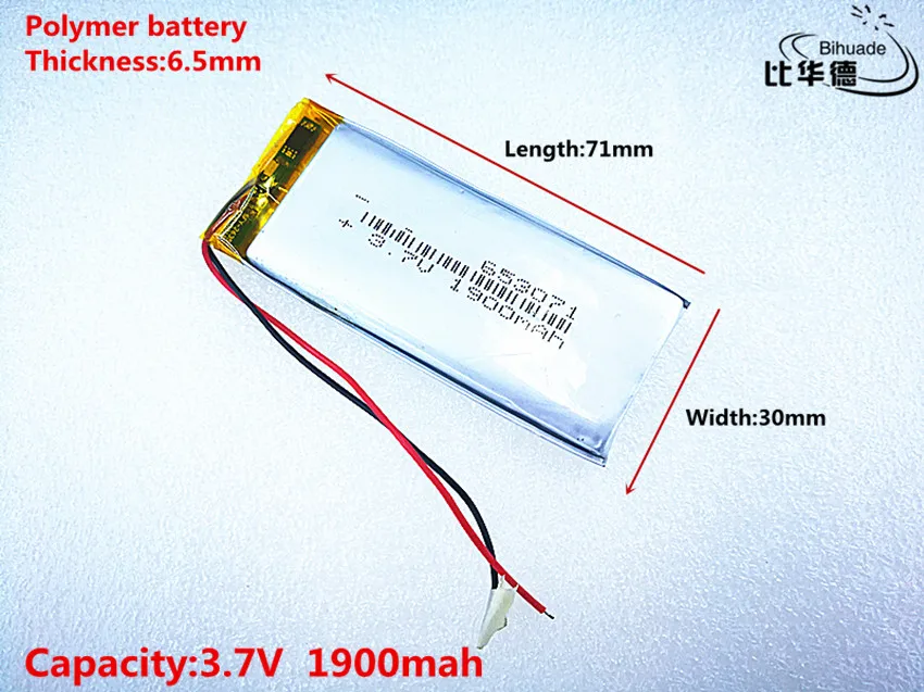 Хорошее качество 3,7 в, 1900 мАч, 653071 полимерный литий-ионный/литий-ионный аккумулятор для игрушек, банка питания, gps, mp3, mp4