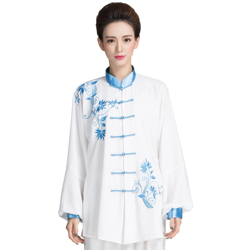 

Blue and White China Embroidery Long Sleeve Taiji Clothing Kung Fu Uniform Martial Arts Tai Chi Suits Wushu Clothes