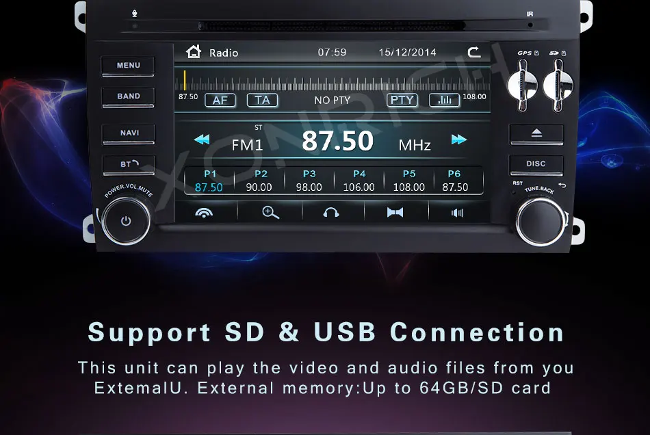 Top 2 Din Car DVD Multimedia Player For Porsche Cayenne 2003 2004 2005 2006 2007 2008 2009 2010 GPS Navigation Radio Head Unit 125mm 5