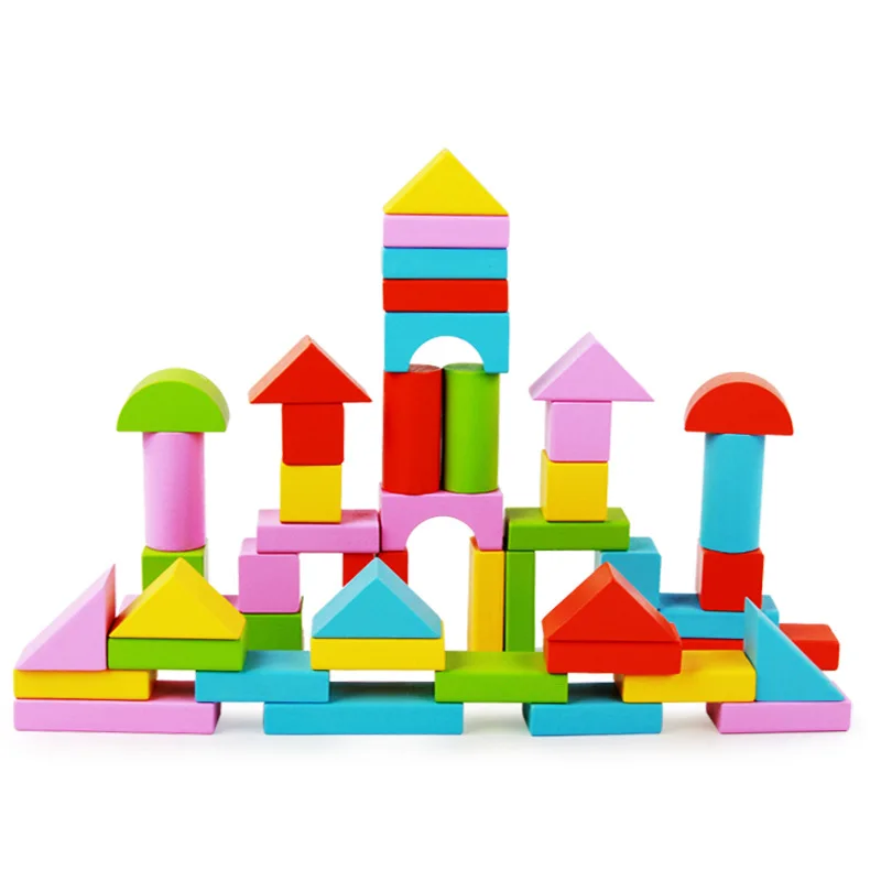 

New Colourful 50pcs Wooden Toy Blocks Kid's Soft Eva Block Sets For Children Educational Soft Montessori Intelligent Toys Gifts