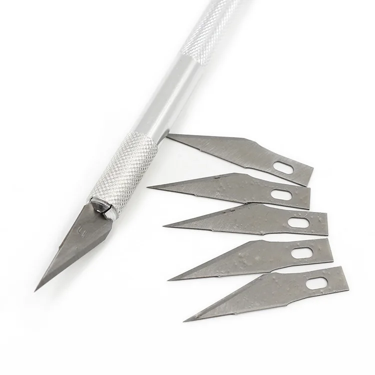 Нескользящий металлический нож для скальпеля набор инструментов для резки гравюра ножи+ 5 шт. лезвия мобильный телефон PCB DIY ремонт ручные инструменты