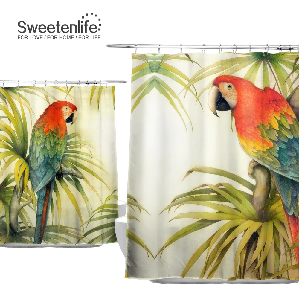 Sweetenlife Tropical Shower Curtain 2017 New bird pattern Bathroom