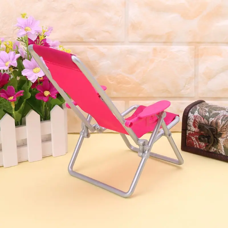 Folding Chair Doll Beach Lounger Dollhouse Furniture Cute Miniature Simulation Living Room Decoration House Game Gifts For Kids 