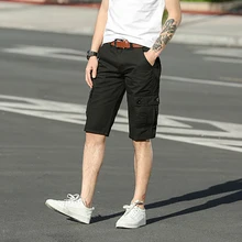 Модные Для мужчин для девочек; Детские шорты; Летние Повседневное хлопковые брюки с широкими карманами черные мужские шорты Карго японский уличная бермуды с изображением Джастина Бибера и надписью S5