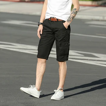 

Fashion Men's Shorts Summer Casual Cotton Multi Pockets Black Cargo Shorts Men Japenese Streetwear Bermuda Justin Bieber 2019 S5