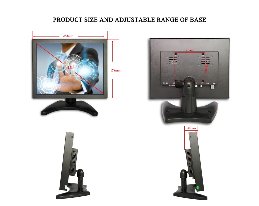 B100TC-ABHUV/1" 800x600 4:3 HDMI VGA USB сигнал металлический корпус промышленный анти-помех четырехпроводной, высокого сопротивления сенсорный ЖК-монитор