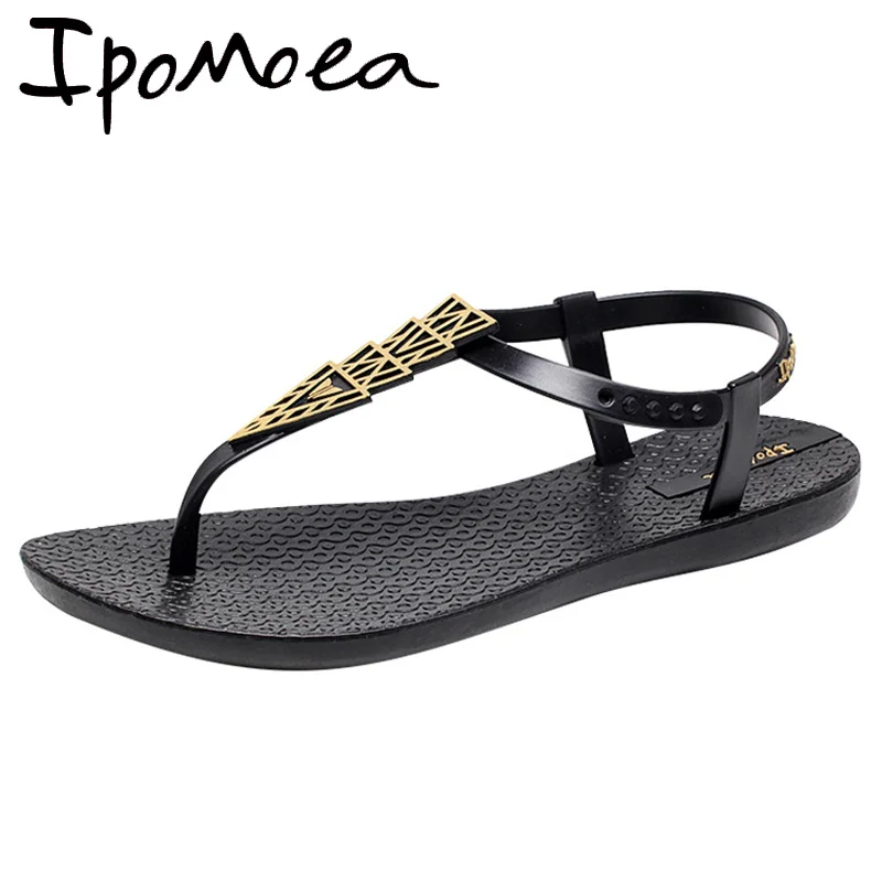 

Ipomoea Women Beach Sandals 2019 Summer Flat Shoes Woman Bohemian Sandals Flip Flops Fashion Brand Sandales Femme SH041401