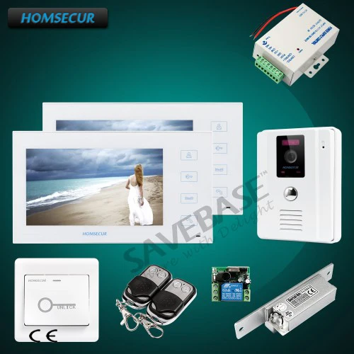 

HOMSECUR 7" Wired Video&Audio Smart Doorbell+White Camera+Strike Lock for Apartment 1C2M