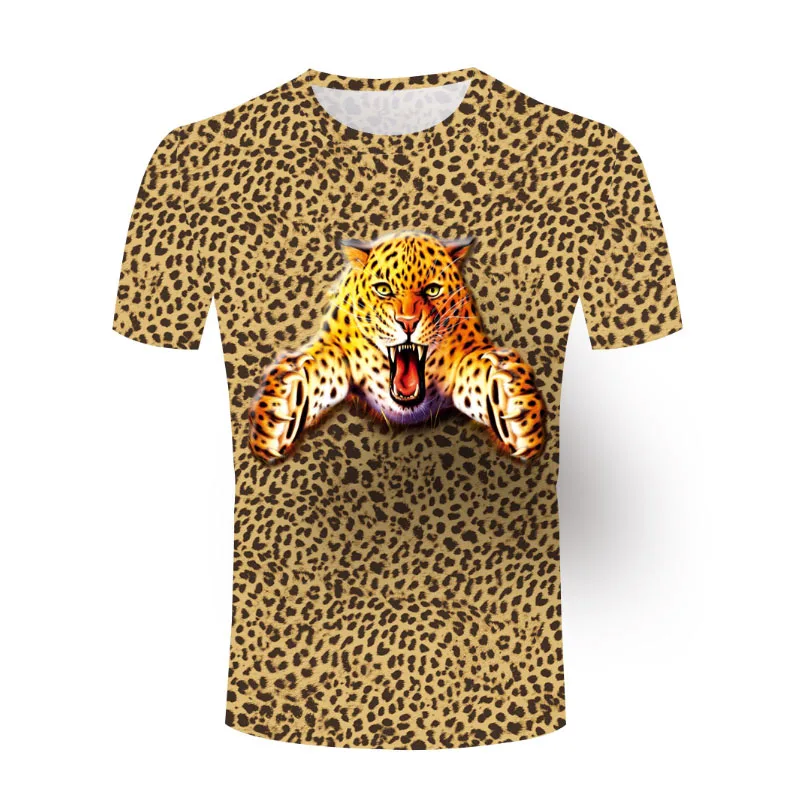 Подростковая мода Leopard Футболку Персонализированные Европейский Стиль Костюм