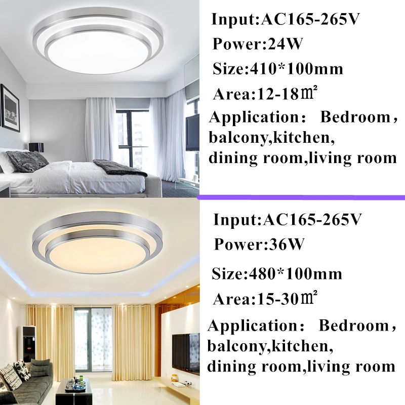 Conduziu a Luz de Teto de Alumínio Montagem em Superfície de Alto Quente + Branco Modern Controle Remoto Acrílico Escurecimento Brilho Branco Frio Lâmpada 2.4g 4 Cheap Luzes de teto