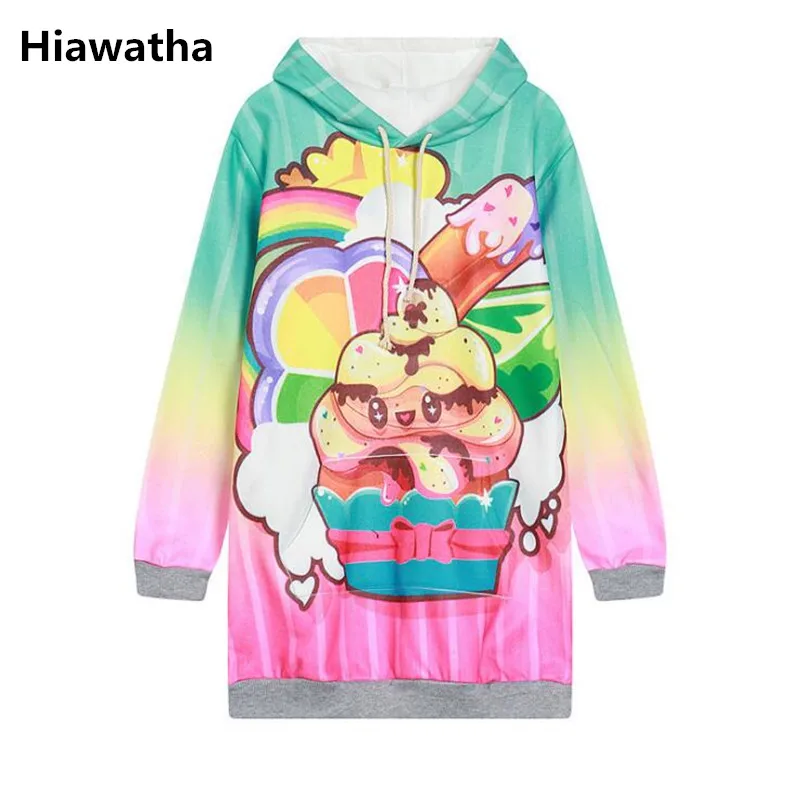 

Hiawatha Autumn Winter Fleece Hoodies Women Hooded Ice Cream Digital Printed Sweatshirt Harajuku Long Sweatshirts WY0941